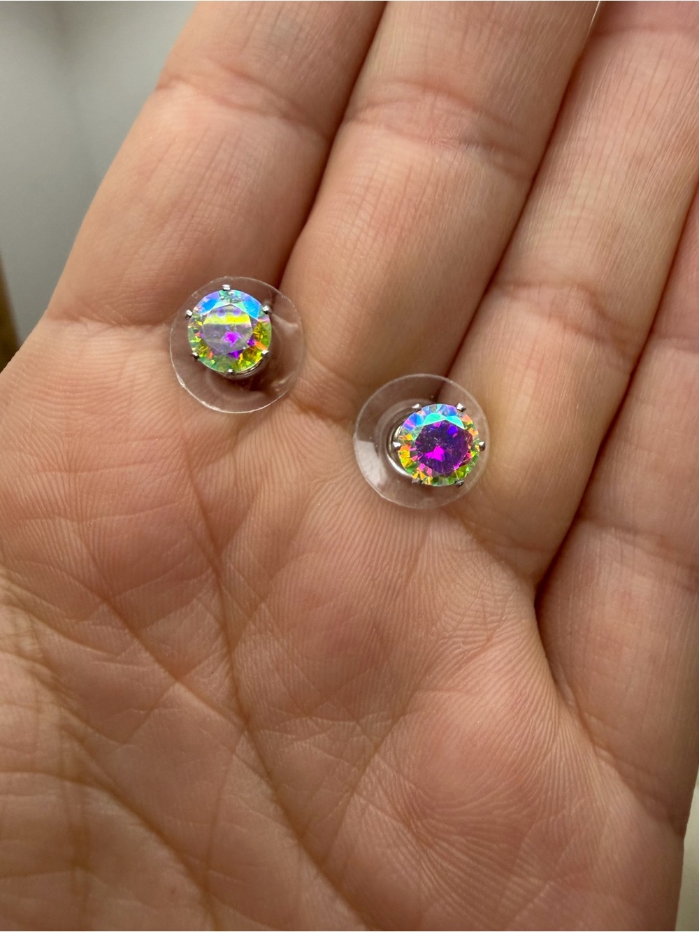 Iridescent Aurora Crystal Stud Earrings